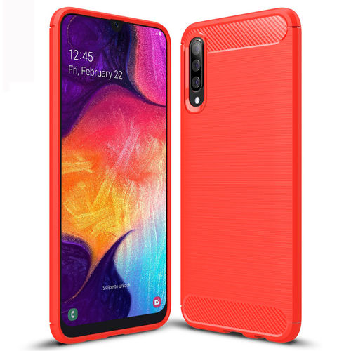 Flexi Slim Carbon Fibre Case for Samsung Galaxy A50 - Brushed Red